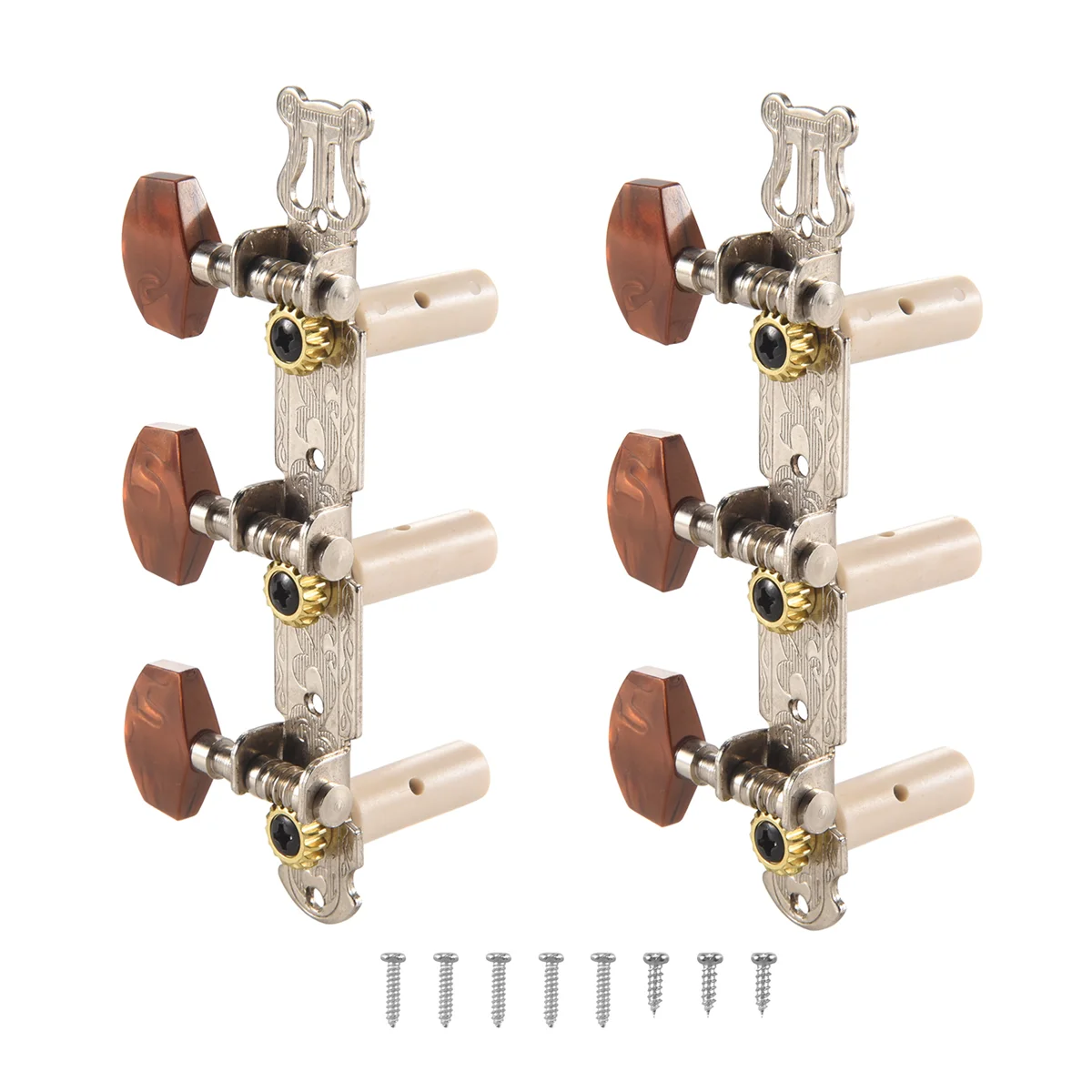 The New 2Pcs 1:15 Classical Silver Guitar Tuner Tuning Machine Heads Keys Pegs for Guitar Parts