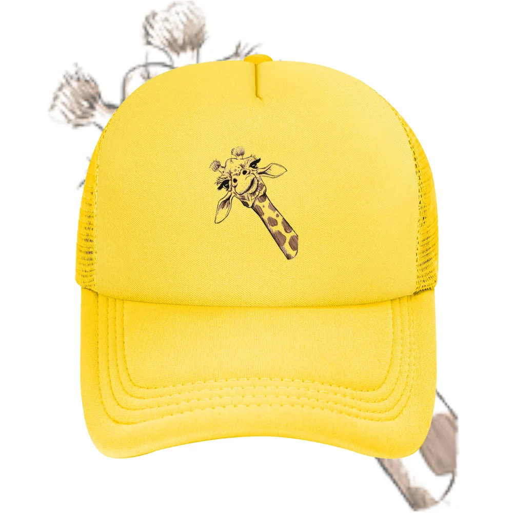 Gorra de béisbol con diseño de cabeza de jirafa y trazos de pintura marrón, gorras con gráficos de anime para adultos, hombres y mujeres, deportes al aire libre