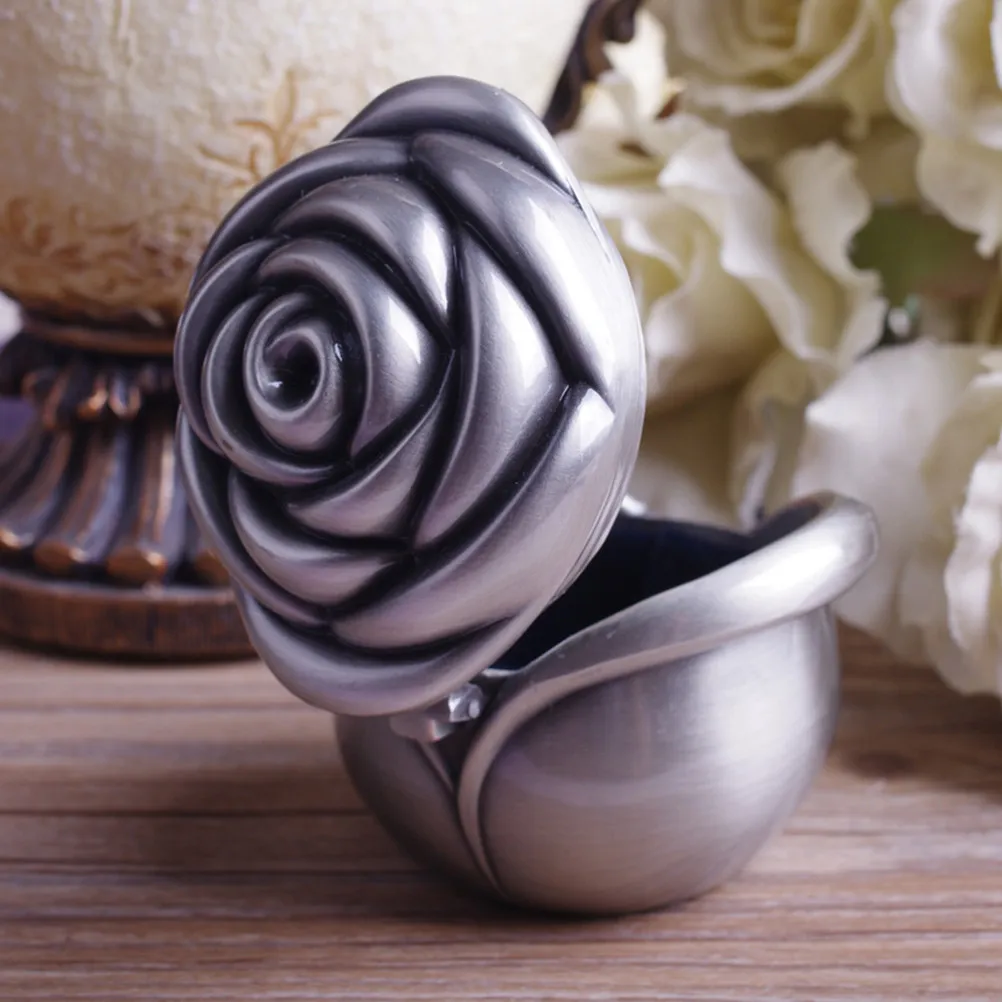 

Zinc Alloy Jewelry Box Flower Carved Metal Storage Case For Ring Bracelet Earrings Organizer Vintage Trinket Box
