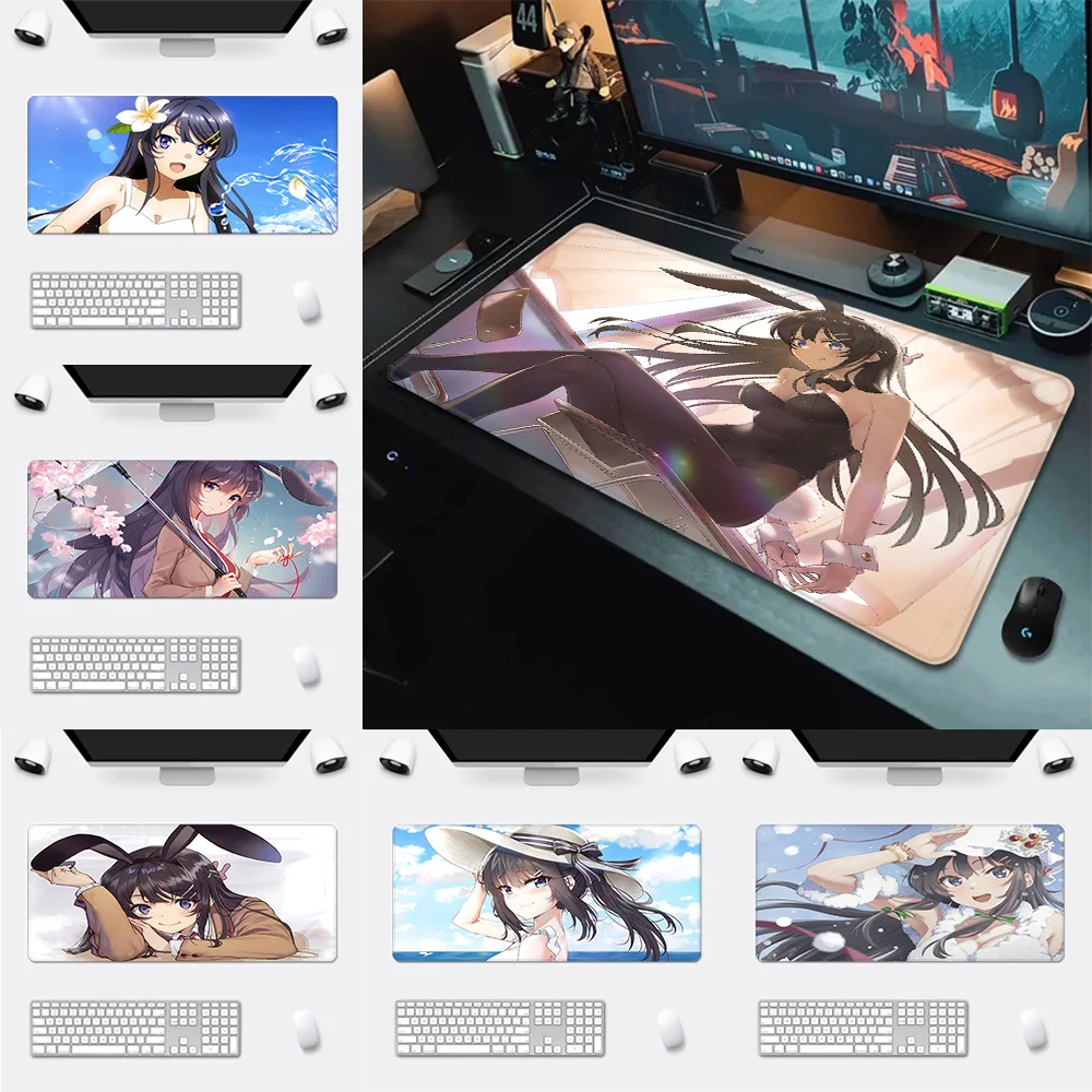 

Bunny Girl Sakurajima Mousepad HD Printing Computer Gamers Locking Edge Non-slip Mouse Pad XXL90x40cm Keyboard PC Desk Pad