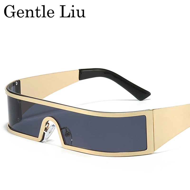 

Steampunk One-Piece Rectangle Sunglasses Women 2025 Luxury Brand Punk Shield Small Frame Sun Glasses Retro Trendy Eyewear UV400