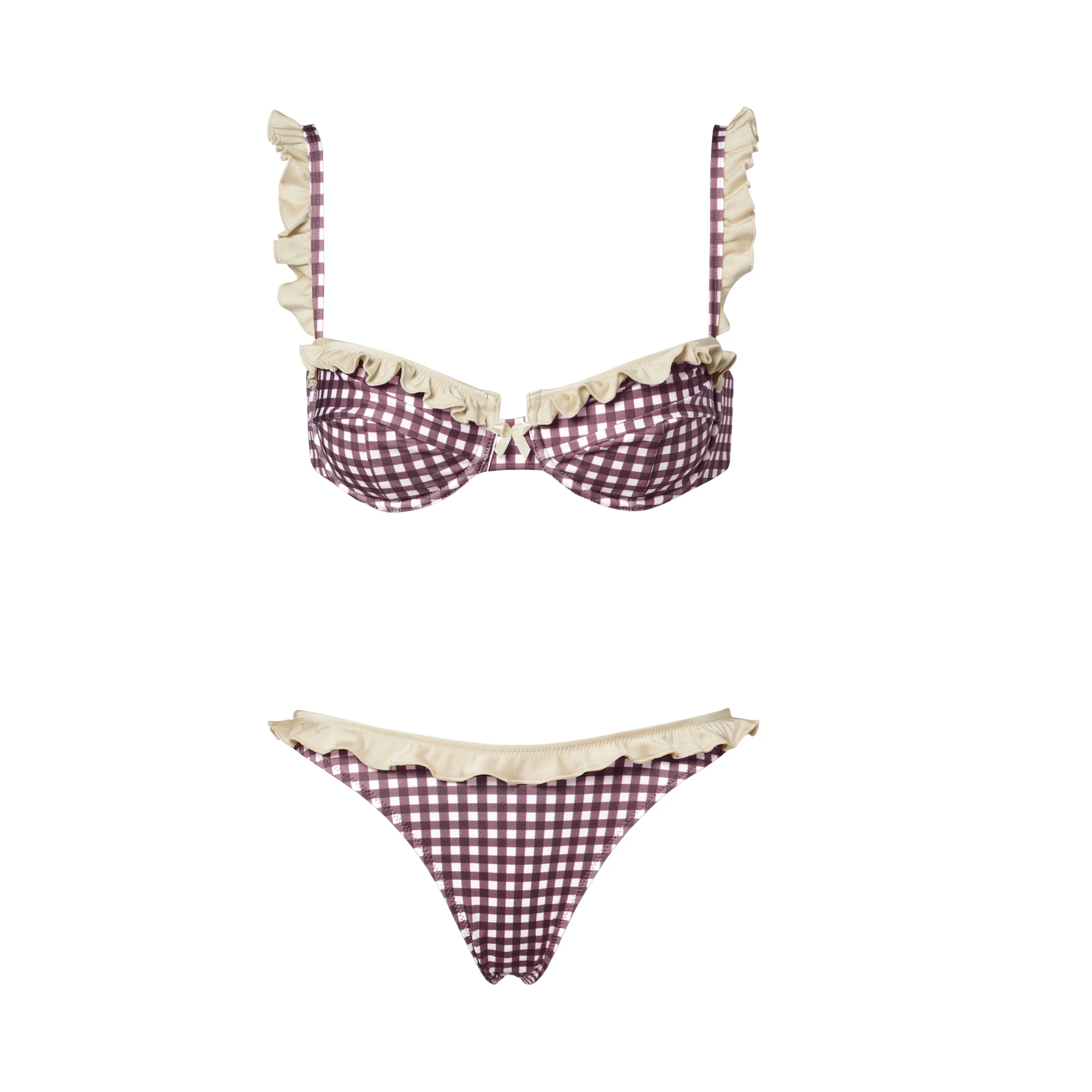 Bikini Sexy con aros, traje de baño con volantes, traje de baño para mujer, traje de baño de dos piezas de pierna alta, ropa de playa, Bikini de verano
