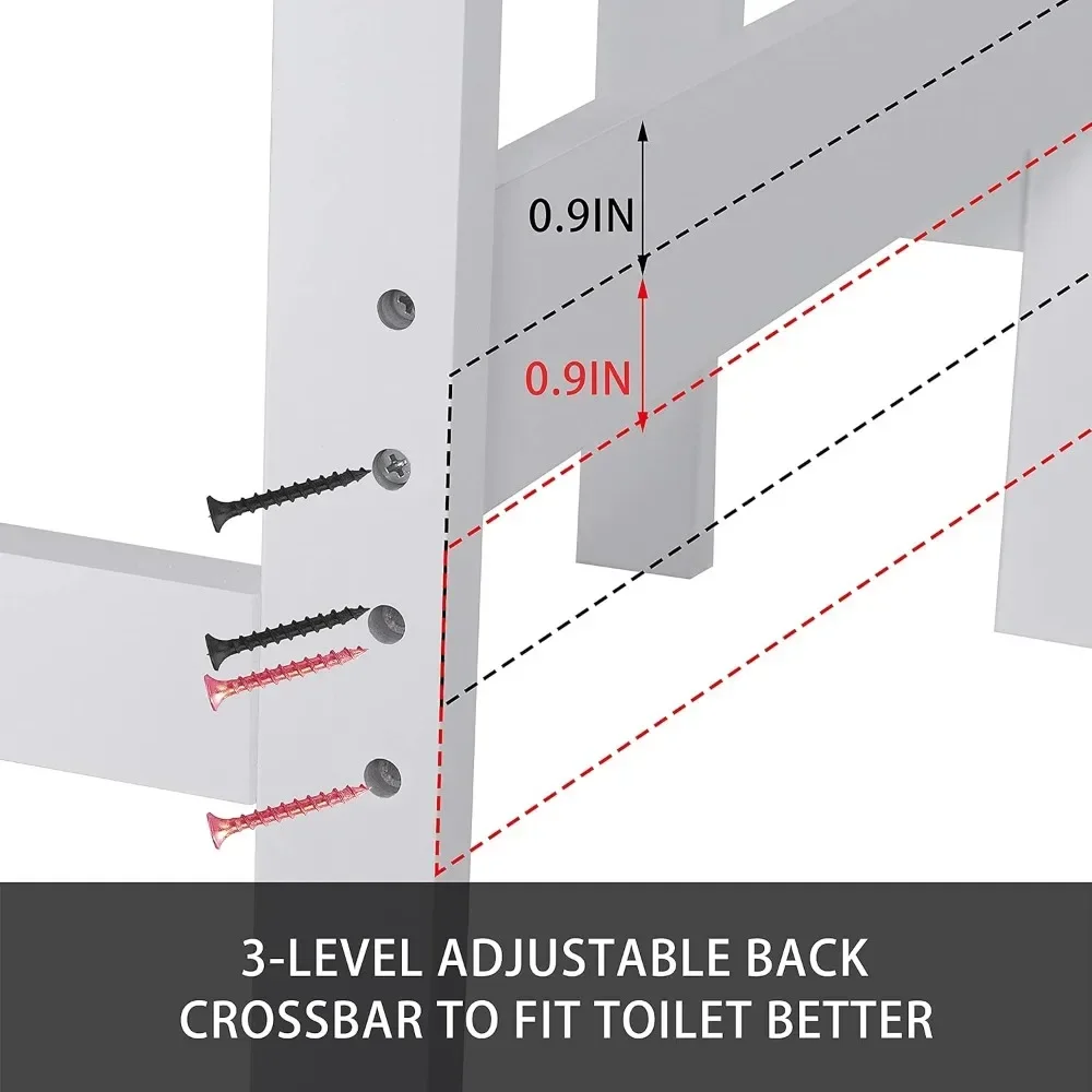 Bathroom Over-The-Toilet Storage Cabinet Organizer with Shelves and Doors, Small Freestanding Toilet Shelf Space