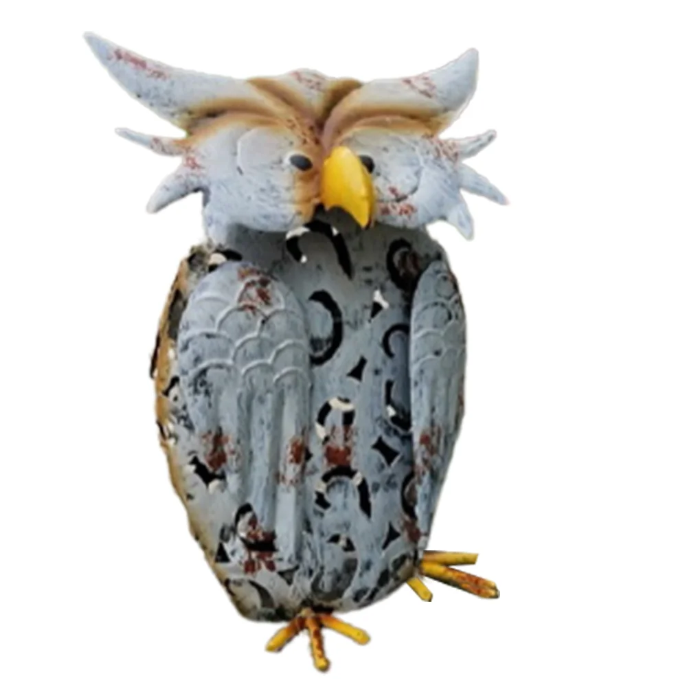 

Owl Statue Antique Painted Solar Light Metal Crafts Garden Lawn Courtyard Decoration Iron Art Animal Model Solar Light