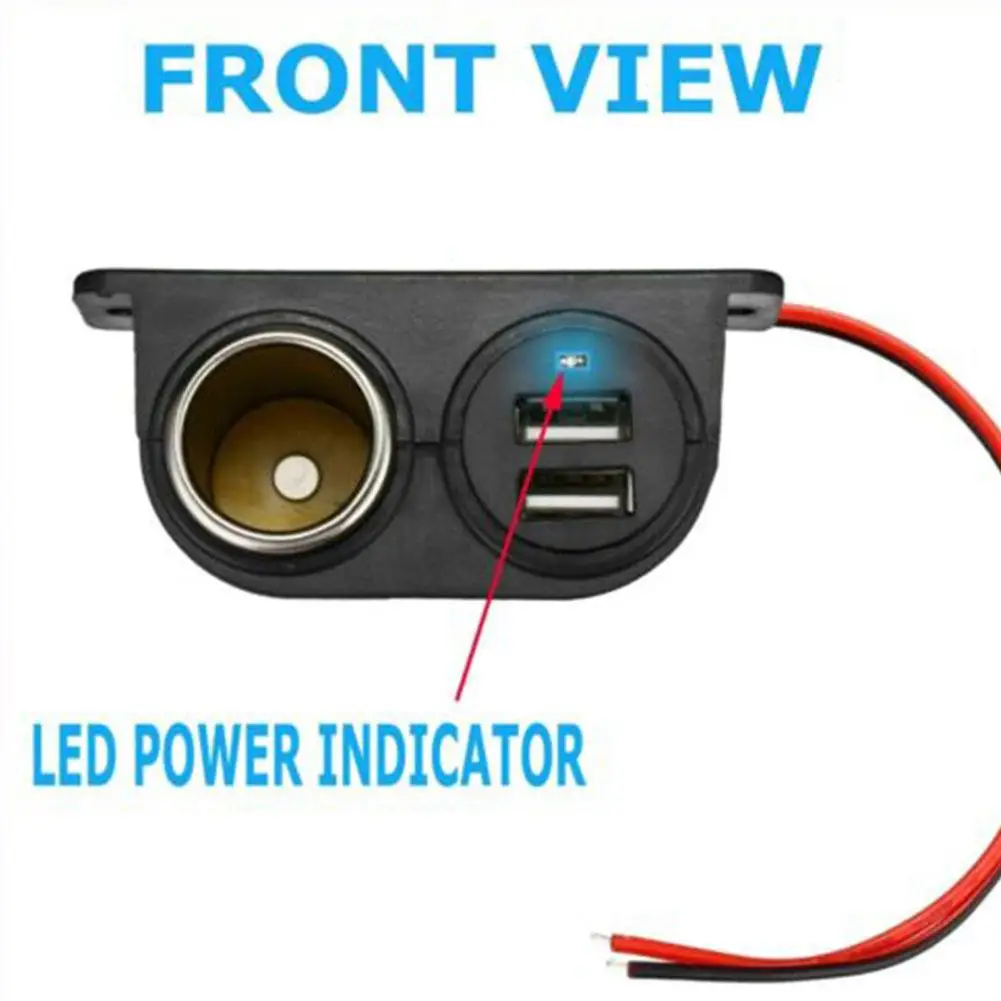 USB Ports Socket DC 5V 3.1A Dual USB Built-In Car Camper Adapter Cigarette Lighter Multi Plug Charger Port Socket Car Accessory