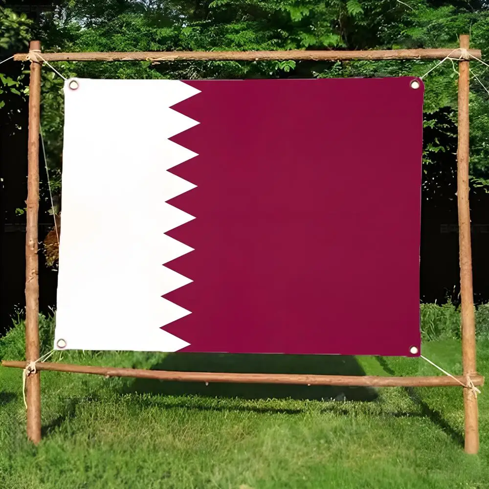 1 Q_Qatar Flags Daily four ring borderless design indoor outdoor decor easy hang install