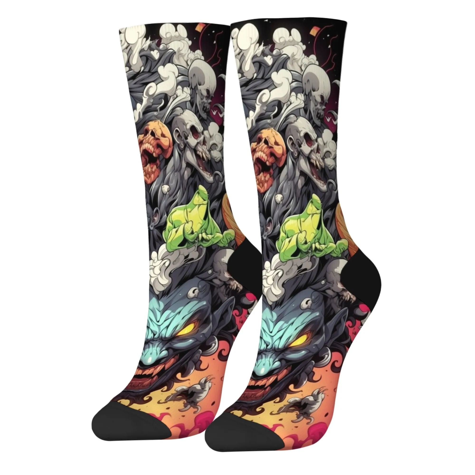 Calcetines con estampado de cara de fantasma extraño para hombre, novedad, calcetines Harajuku Retro Street Hip-Hop, calcetines cómodos transpirables antideslizantes, regalo