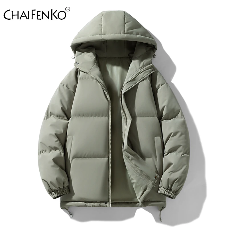 

Winter Loose Fashion Hooded Men Jacket New Keep Warm Casual Comfortable Parka Outdoors Simplicity Versatile Thicken Solid Coat