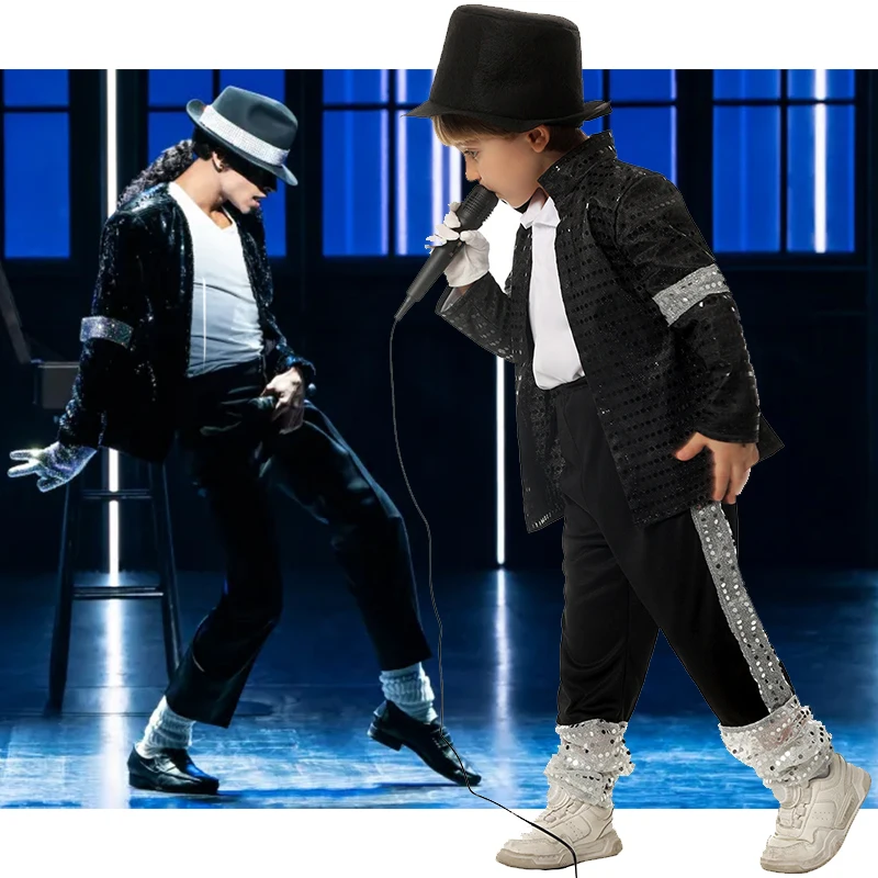 2024 New Arrival Boy Singer Disco Dancer Halloween Costume Fancy Dress Up Michael Jackson Moonwalk Costume For Kids