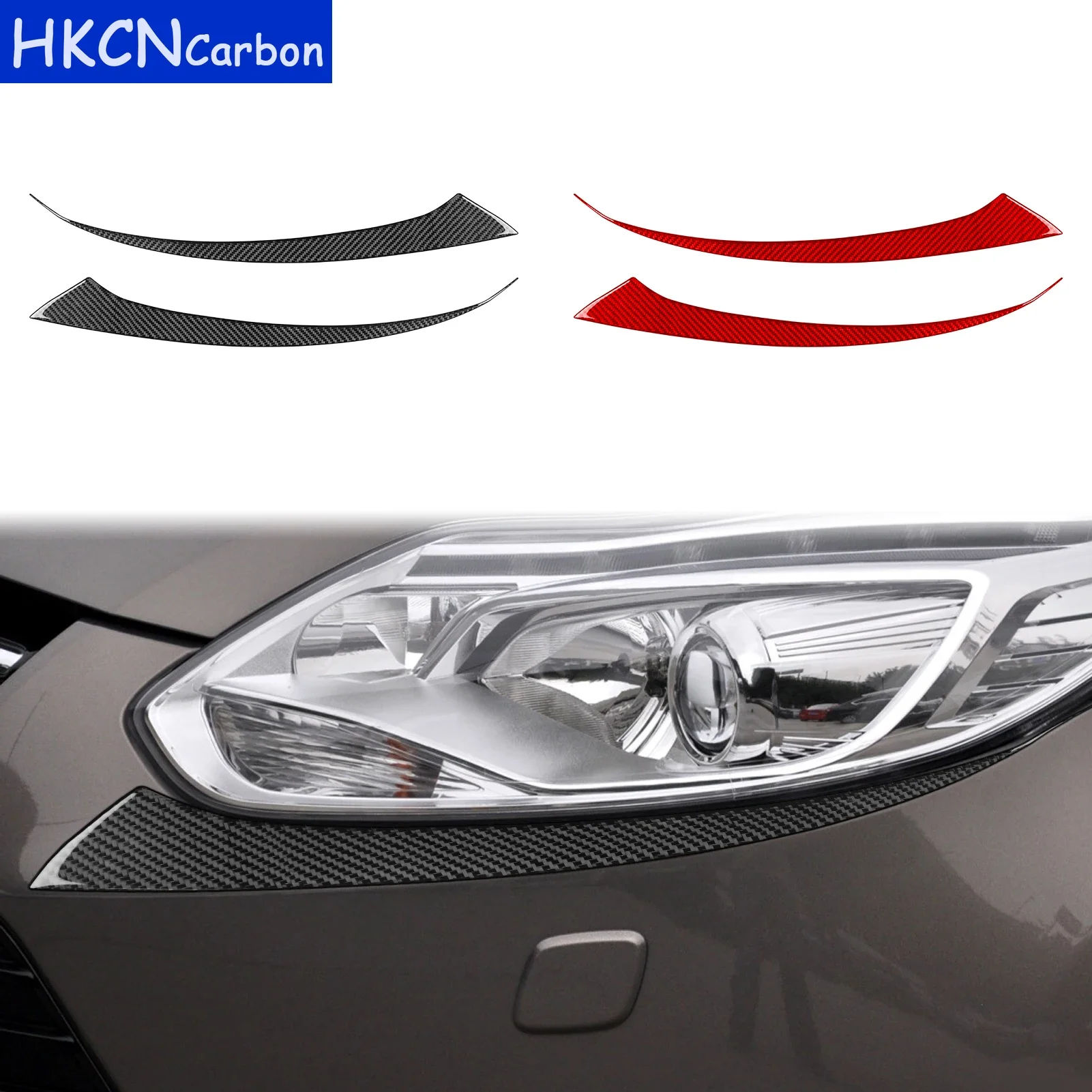 

Carbon Fiber Car Accessories Front Lamp Headlight Bottom Panel Cover Strip Trim Sticker Modification For Ford Focus 2012—2014