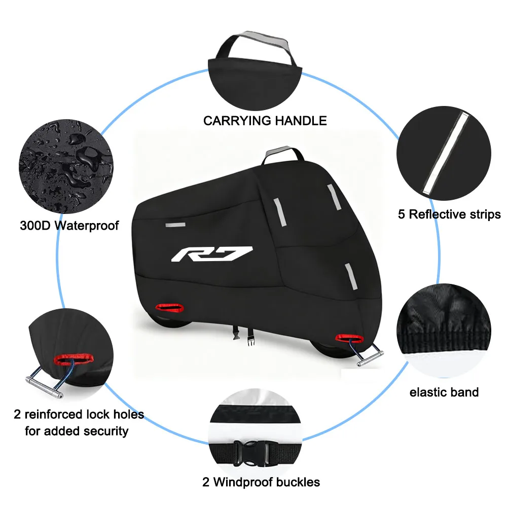 Motorcycle Cover 300D Oxford Waterproof Outdoor Indoor Protective Snow Dust UV Protection for R7 YZF R7 yzfr6 YZF-R7 2010-2020