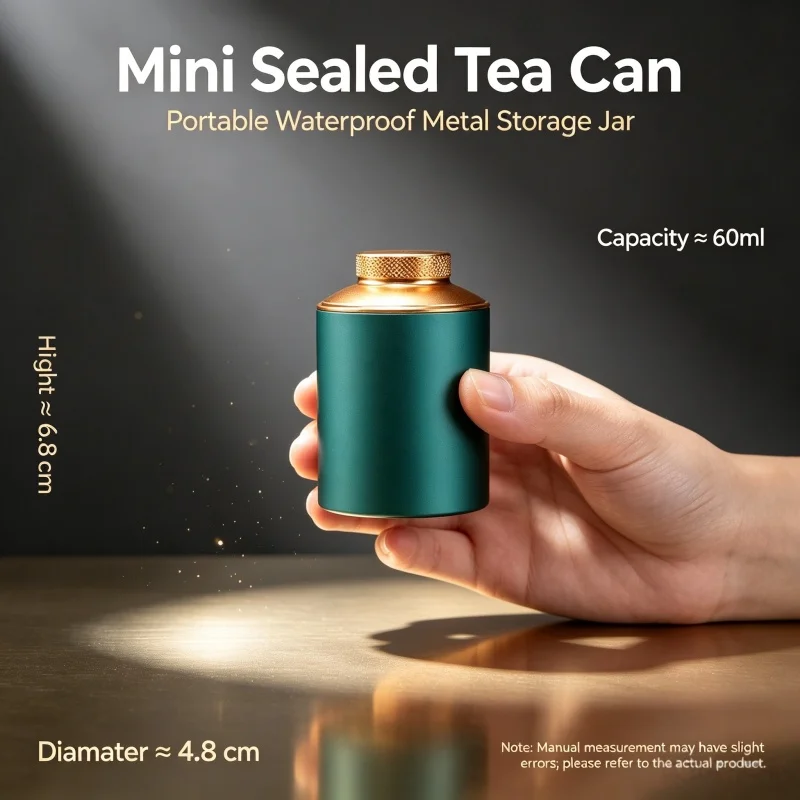 Stainless Steel Mini Sealed Tea Box Waterproof Moist Proof Household Coffee Sugar Caddy Portable Travel Metal Organizer Jar