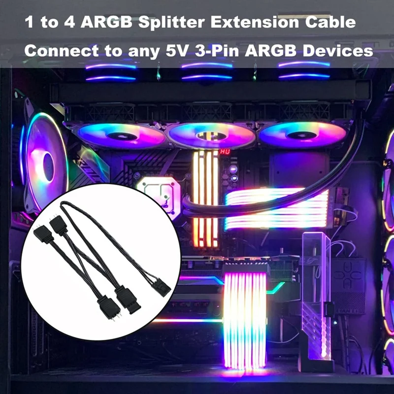 1 To 4 ARGB Splitter Extension Cable Connect To 5V 3-Pin ARGB For Corsair Commander Core And ICUE Commander CORE XT