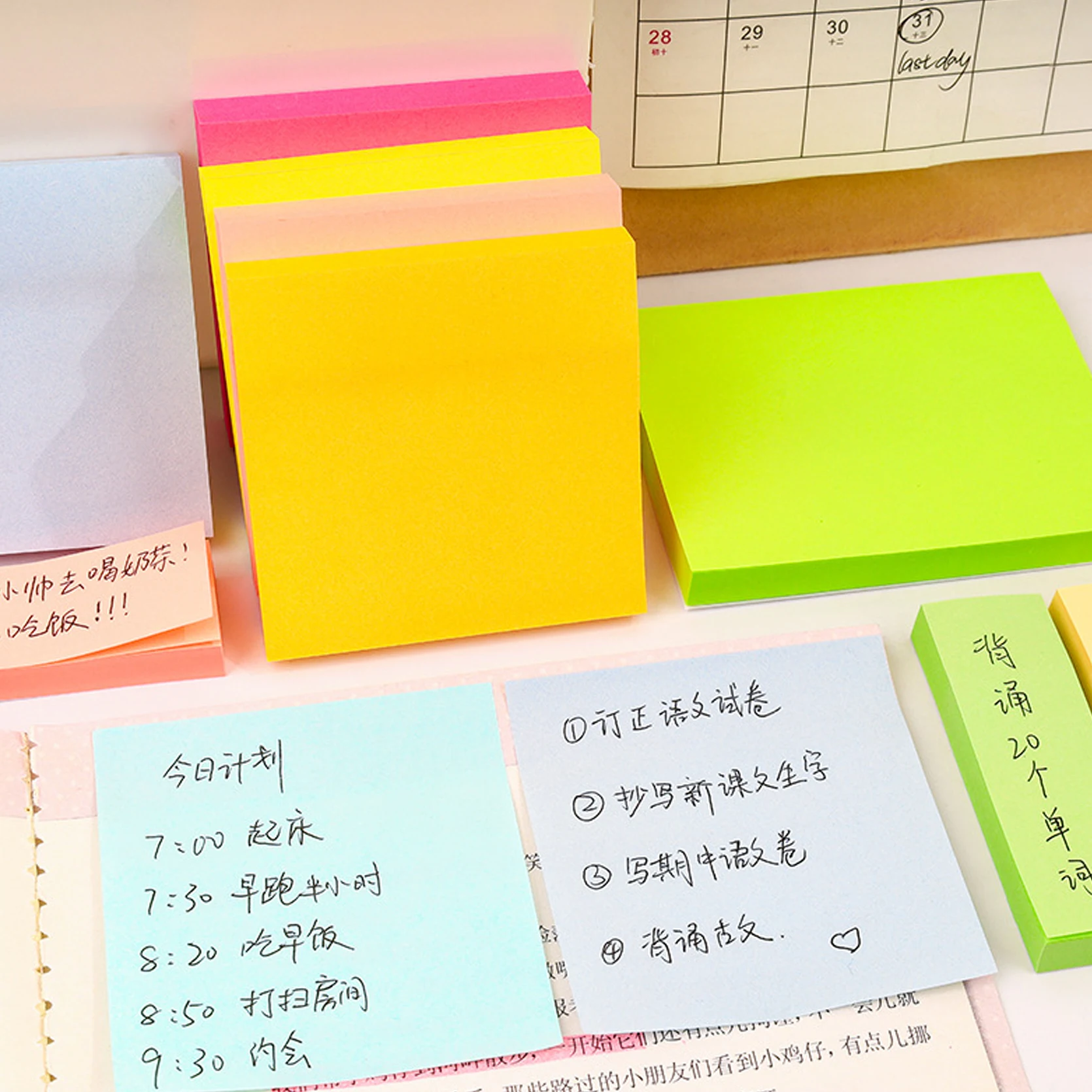 900PCS Box Sticky Notes, Morandi Fluorescent Plain Memo Pads, Self-Stick Reminder Notes for School & Office Supplies - view 4