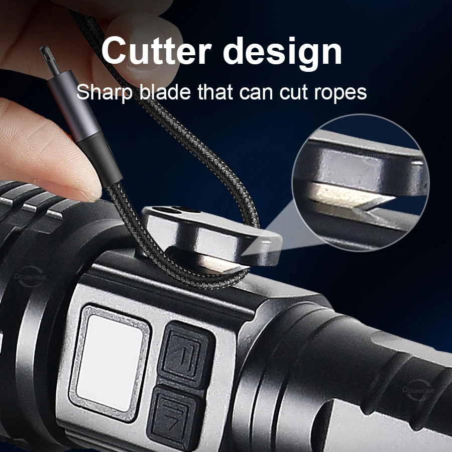 1500000 Lumens Portable Rechargeable LED Flashlight Magnetic Light With Side Knife Tactical Torch Camping Lantern Fishing Light