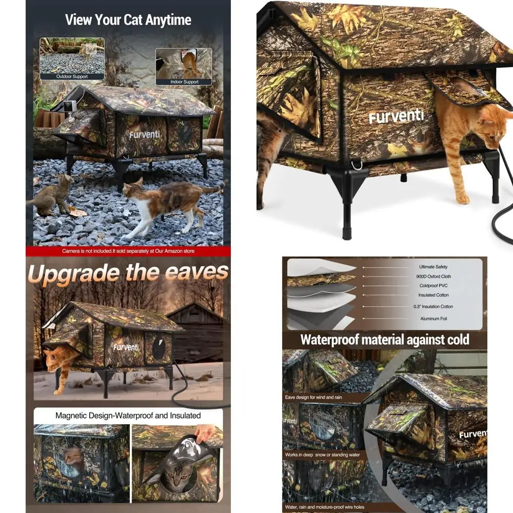 

Weatherproof Insulated Outdoor Cat House for Feral Strays with Elevated Design and Waterproof Eaves