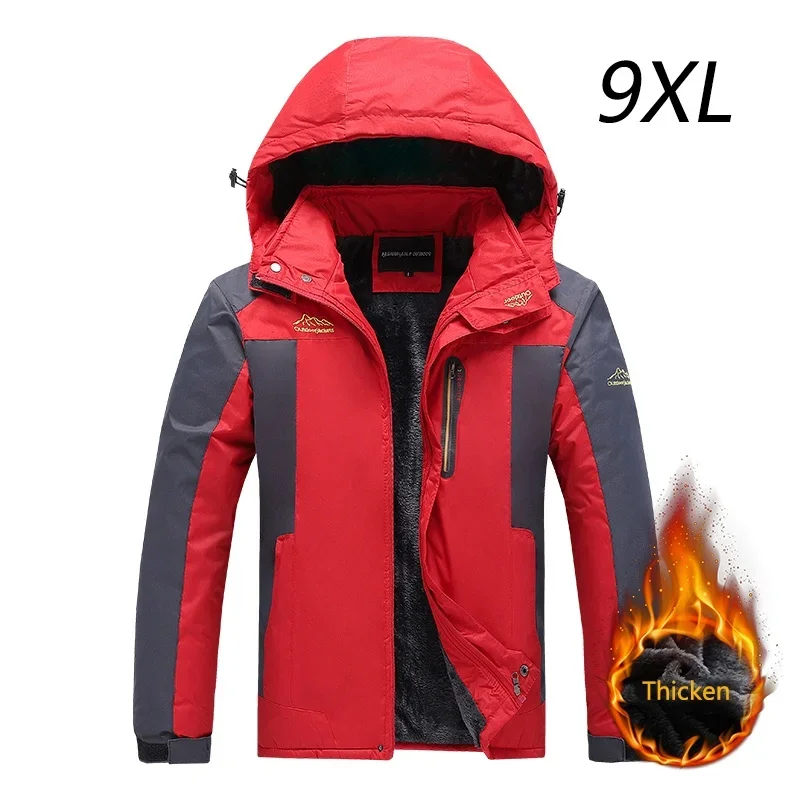 2024 Winter Thick Men Fleece Windproof Parkas Jacket Coat Men Casual Autumn Waterproof Detachable Hooded Anorak Parkas Mens 9XL