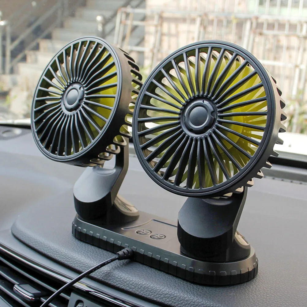 

Portable Car Head Fan Car Dual Head Fan USB Desk Fans for Home Office Cooling Electric Travel Dashboard Installation Decor