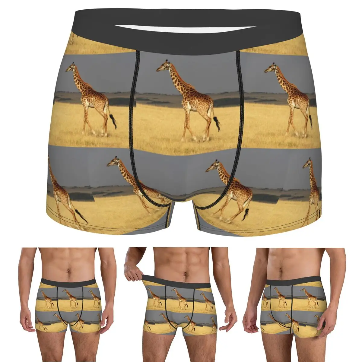 Boxer Underpants Shorts Giraffe Full Body Africa African Animals Panties Male Ventilate Underwear for Homme Man Boyfriend Gift
