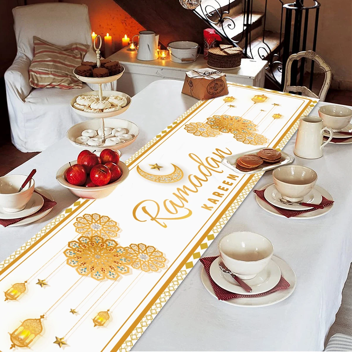 Eid Mubarak Tablerunner Ramadan Decoration For Home 2024 Islamic Muslim Party Supplies Eid Al Adha Ramadan Kareem Tablecloths