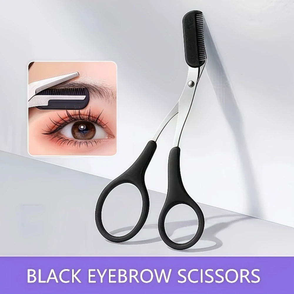 Stainless Steel Eyebrow Trimmer with Built-in Comb Precision Shaping, Ambidextrous, Portable for Travel Makeup Essentials