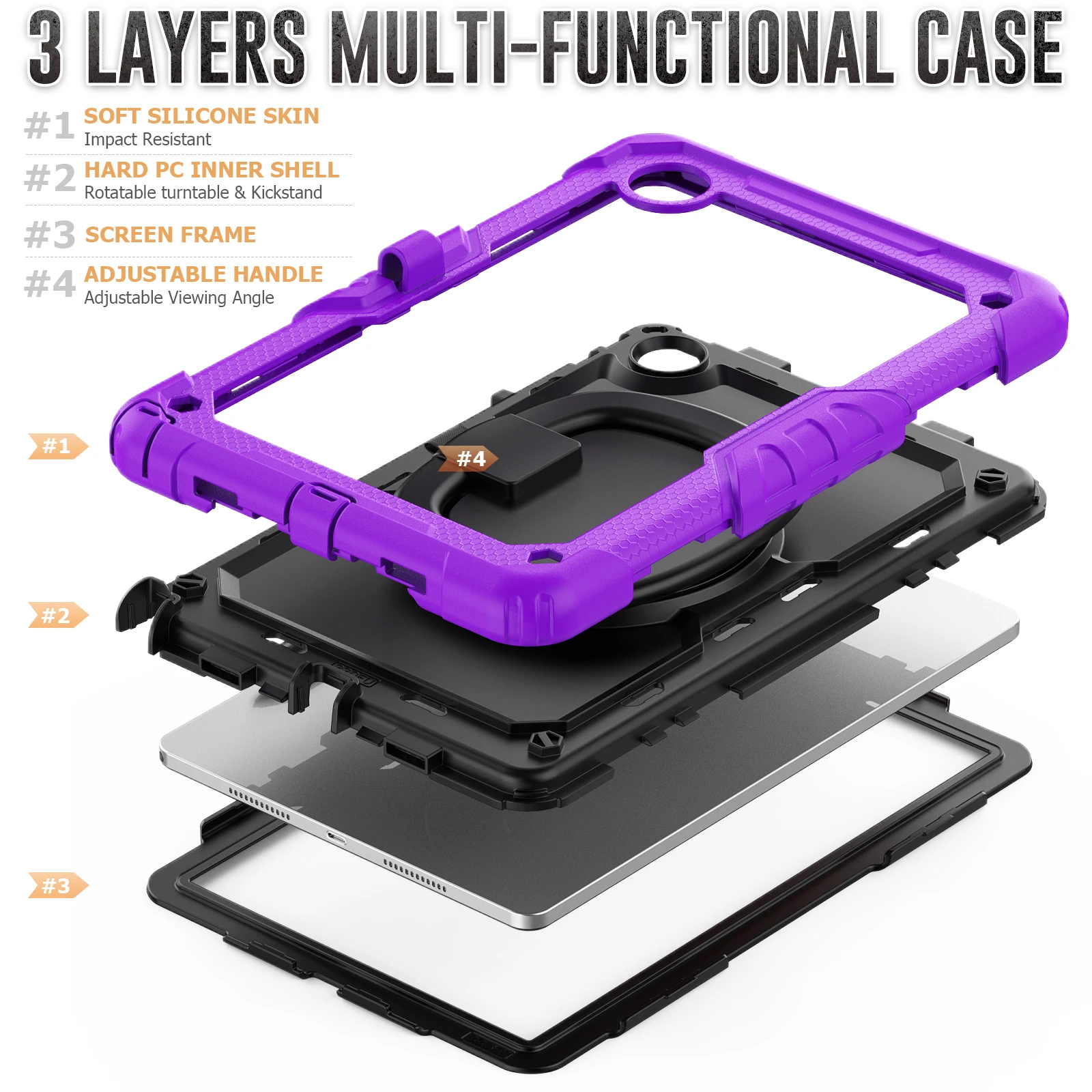 Handle Grip Case For Lenovo Xiaoxin Pad 2024 Tab M11 TB-330FU TB-331FC 11.0 inch 360 Rotating Heavy Duty Cover Shockproof Capa