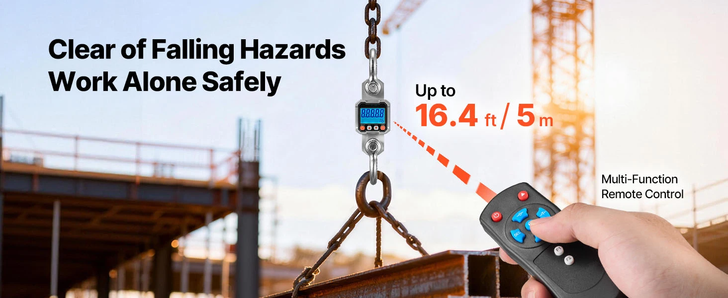 SucceBuy 3000kg/10000kg Digital Crane Scale with LCD & 3 Unit Switch Remote Control Industrial Hanging Scale for Garage Factory