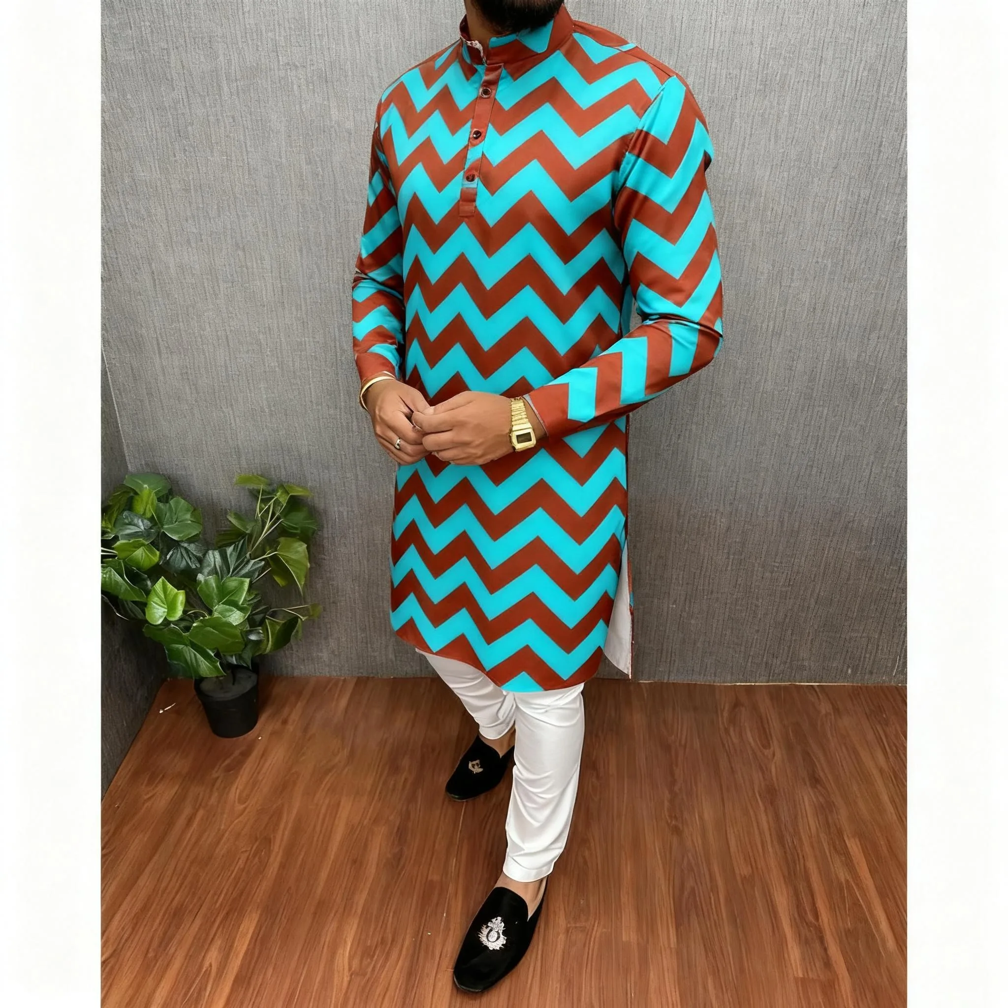 جديد الرجال الرقمية المطبوعة كورتا فاردهة منتظم صالح اليوسفي طوق طويل مناسبة النمط الوطني ملابس مسلمة المغربي Thobes الرجال #6