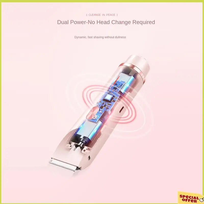 

A35R триммер для бикини для женщин, электробритва 2-в-1, удаление волос на теле и лице, двойная головка для лобкового лица, подмышек, ног