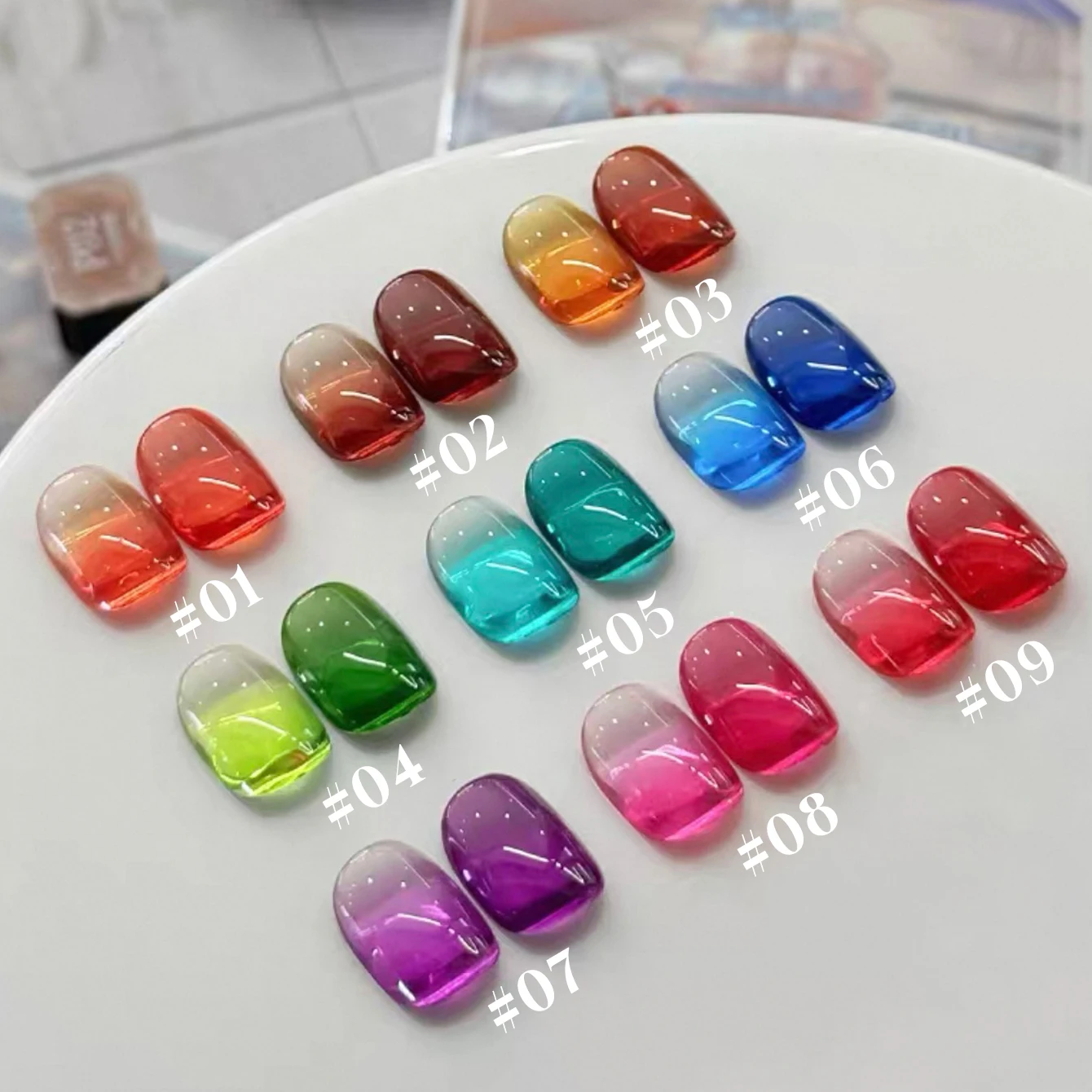 

12ml Transparent Jelly Gel Polis, Rainbow Candy Color UV Gel Nail Polish High Shine Soak Off for Salon/Home Nail Art Supplies