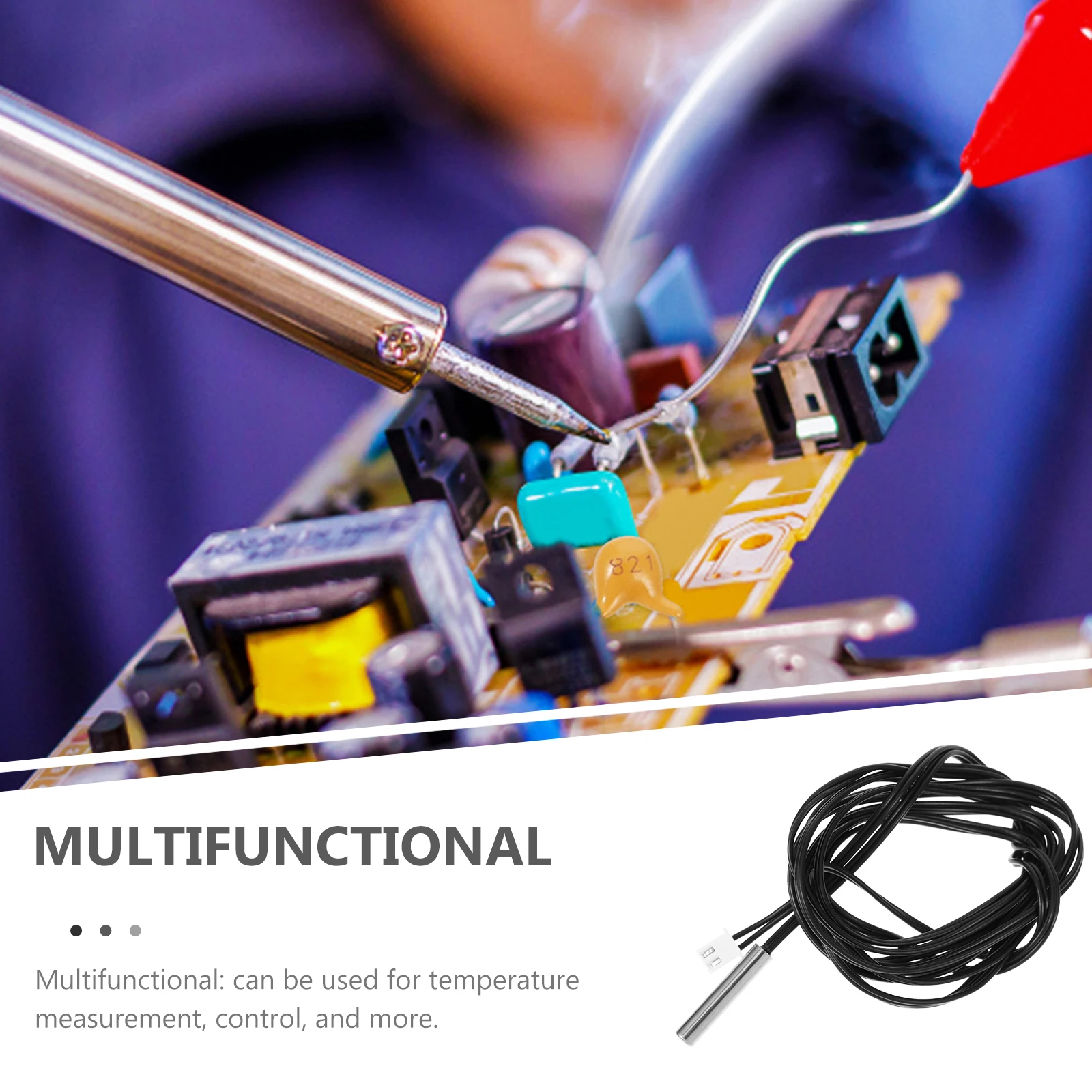 

3pcs Temperature Sensor NTC Thermistor 1% Probe Thermistor Temp Probe Food Thermostat Long Wire 2m Waterproof High Temp