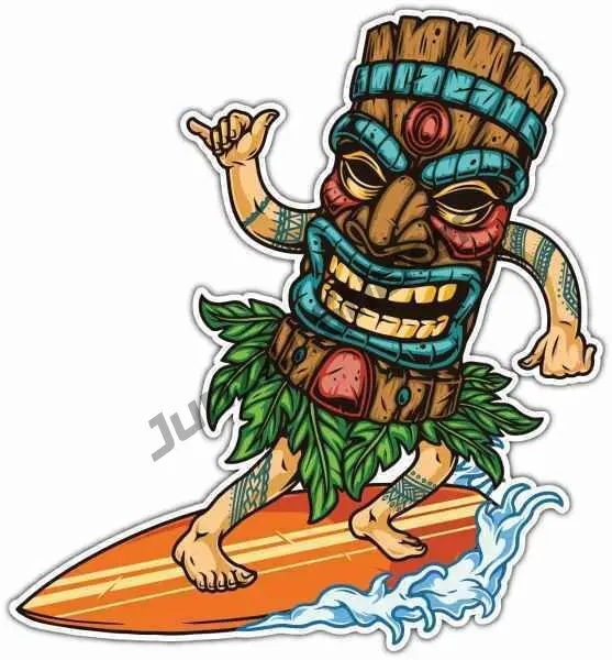 Tiki Mask Bar Tropical Cocktail Car Bumper Vinyl Sticker Aloha Surf Beach Decal