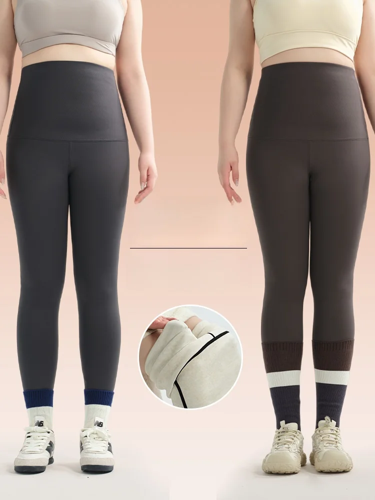 

Брюки для йоги из кожи больших размеров, женские удобные длинные леггинсы с высокой талией, подтягивающие живот, осень-зима, мода