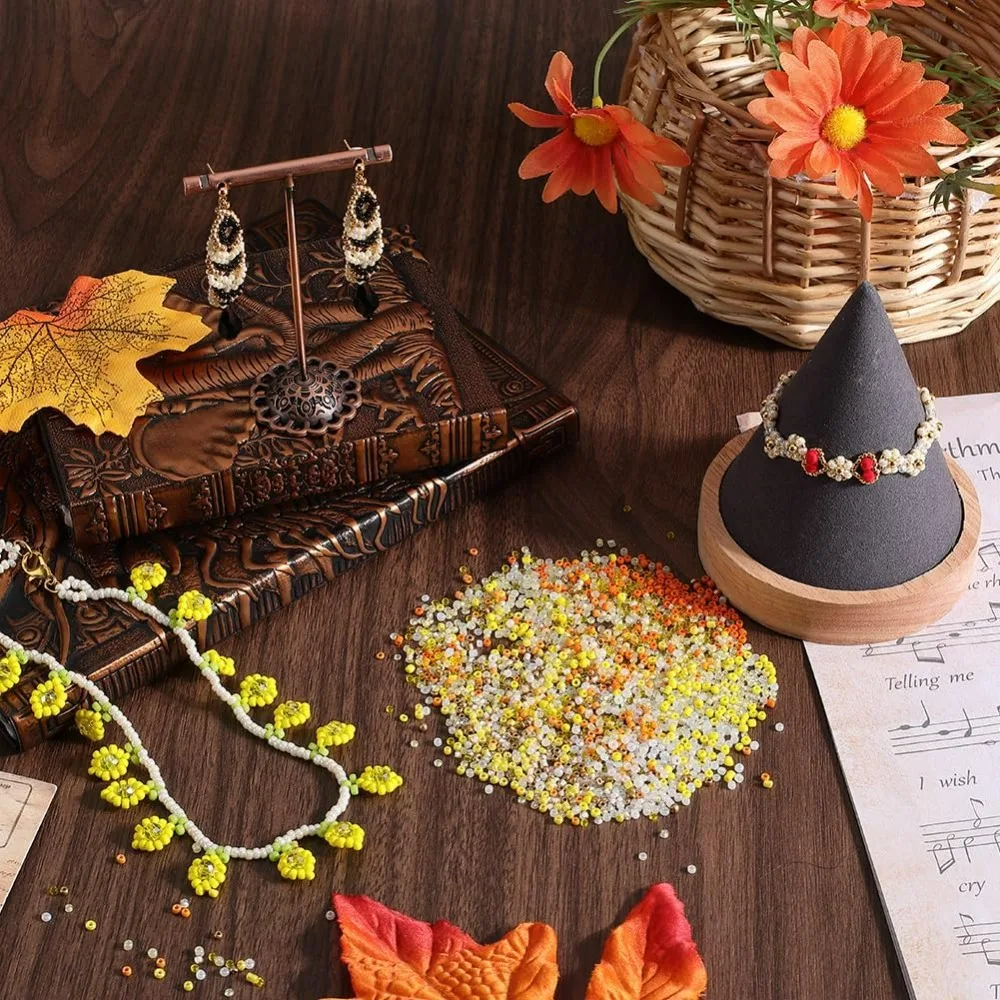 1박스 156g 팔찌용 시드 비즈 키트 유리 시드 비즈 2mm 노란색 원형 유리 시드 비즈 미니 스페이서 루즈 비즈 작은 유리 비즈