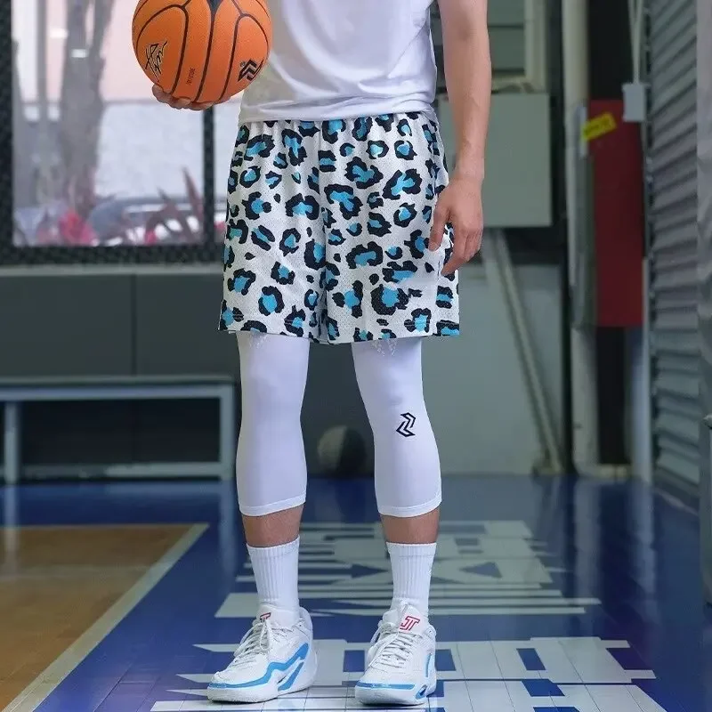 Leopardenmuster Herren Mesh-Sportshorts Atmungsaktiv mit Kordelzug Lose Athletische Basketball Fitness Training Freizeit Streetwear Shorts – Detail 5