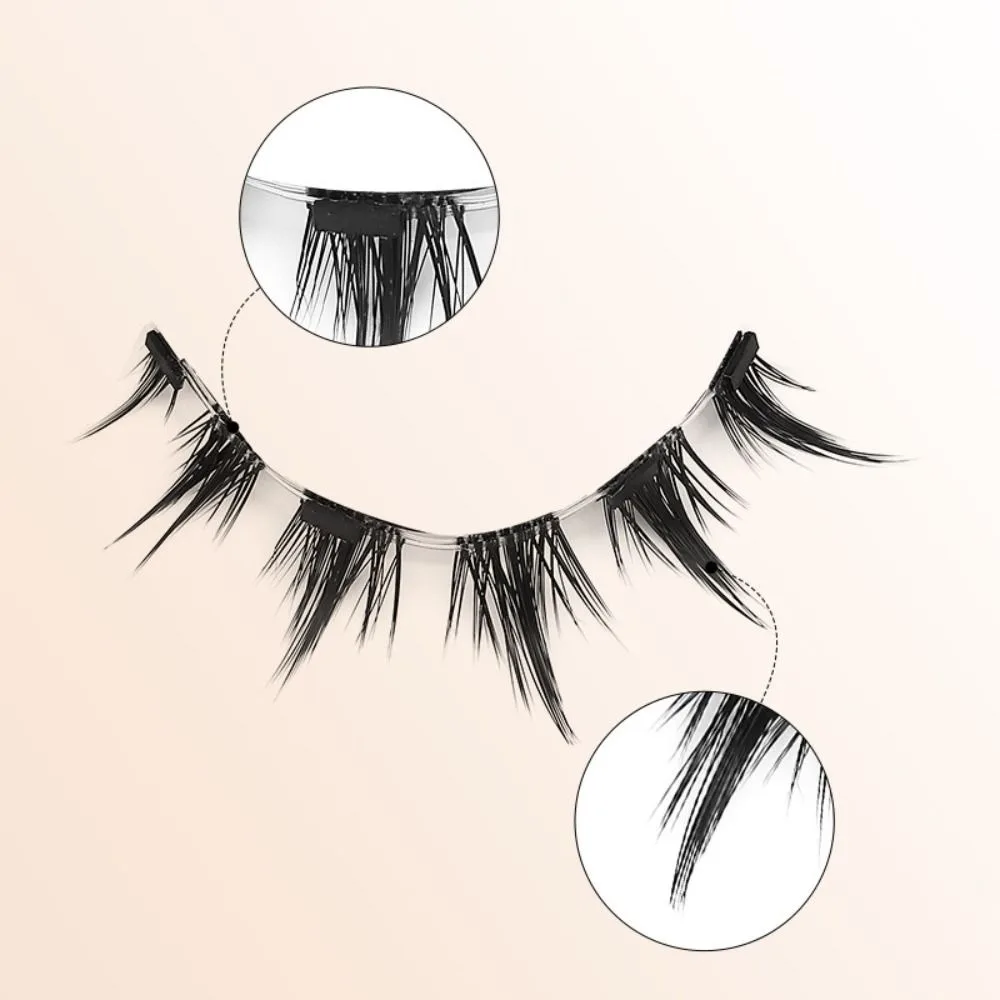 Sweet Magnetic False Eyelashes No Glue Glue-Free Reusable Eyelash Extension with Mirror Tweezer Dual Magnetic Lashes Girls