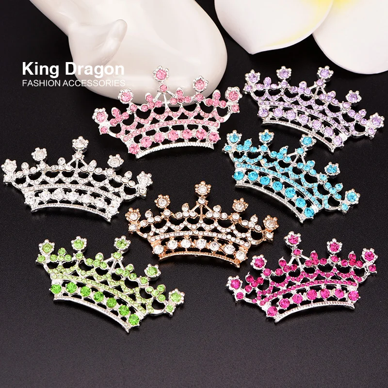 New Arrival 3PCS Rhinestone Crown Embellishment Flatback Buttons Crown Hair Bowknot Flower Wedding Decoration DIY Craft Supplies