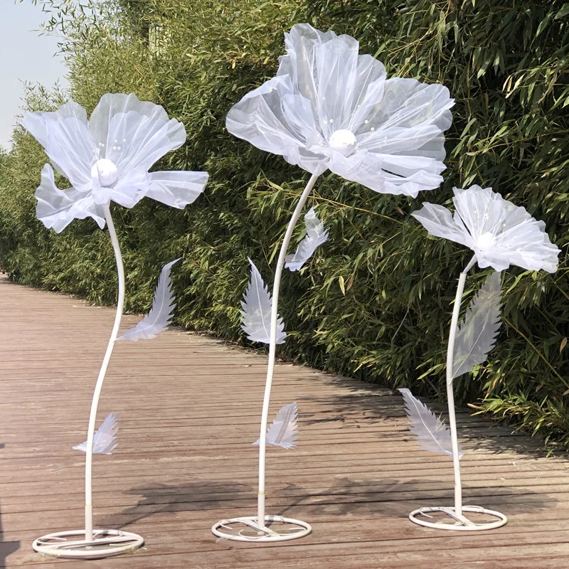 

Wedding Road Lead Flowers 160cm Wedding Stage Layout Decoration Window Display Ornaments Silk Mesh Flower Home Garden Decoration