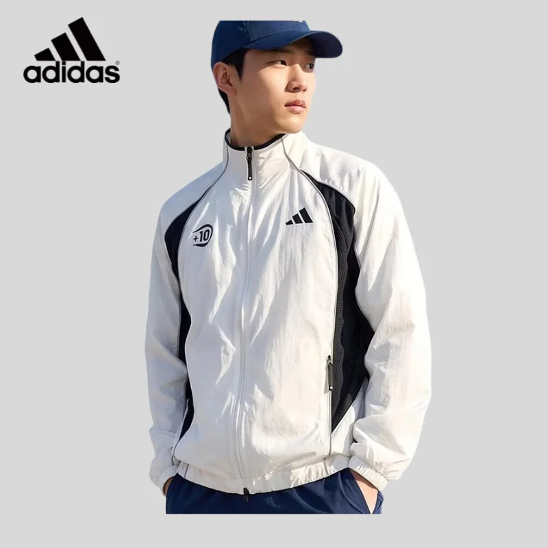 Adidas Men's Contrasting Color Versatile Sports Casual Stand-up Collar Jacket KX2842