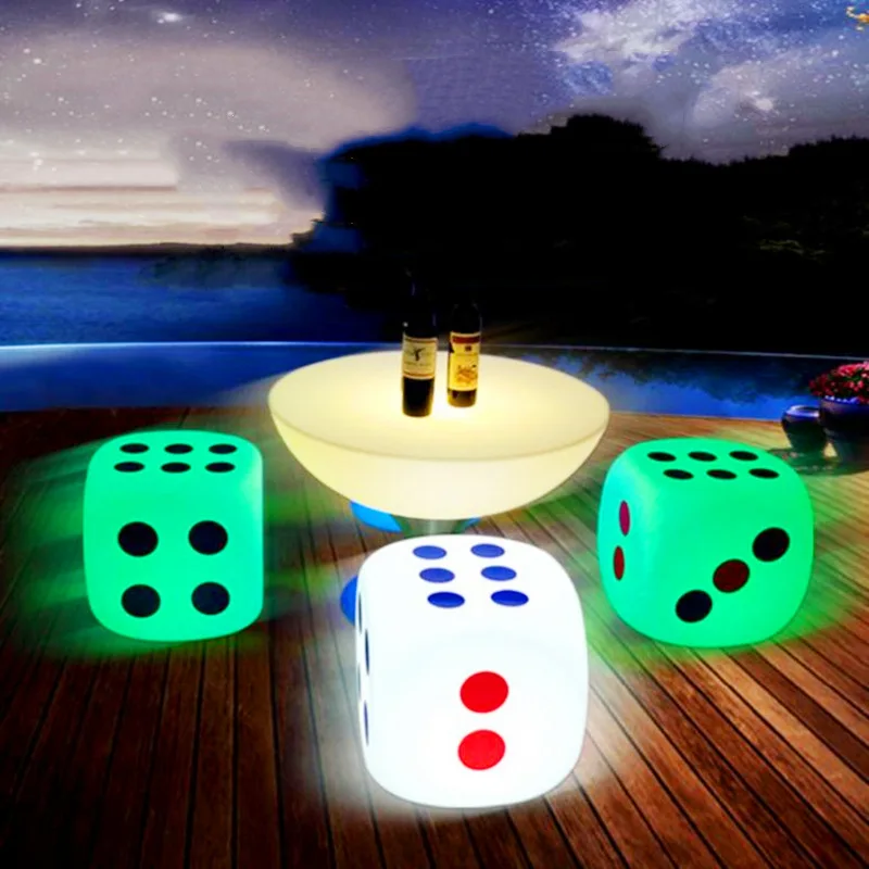 REAQ 30CM RGB Dice Light Cube Stool With Remote Control LED Luminous Stool For Home Commercial Indoor Outdoor Lighting Furniture