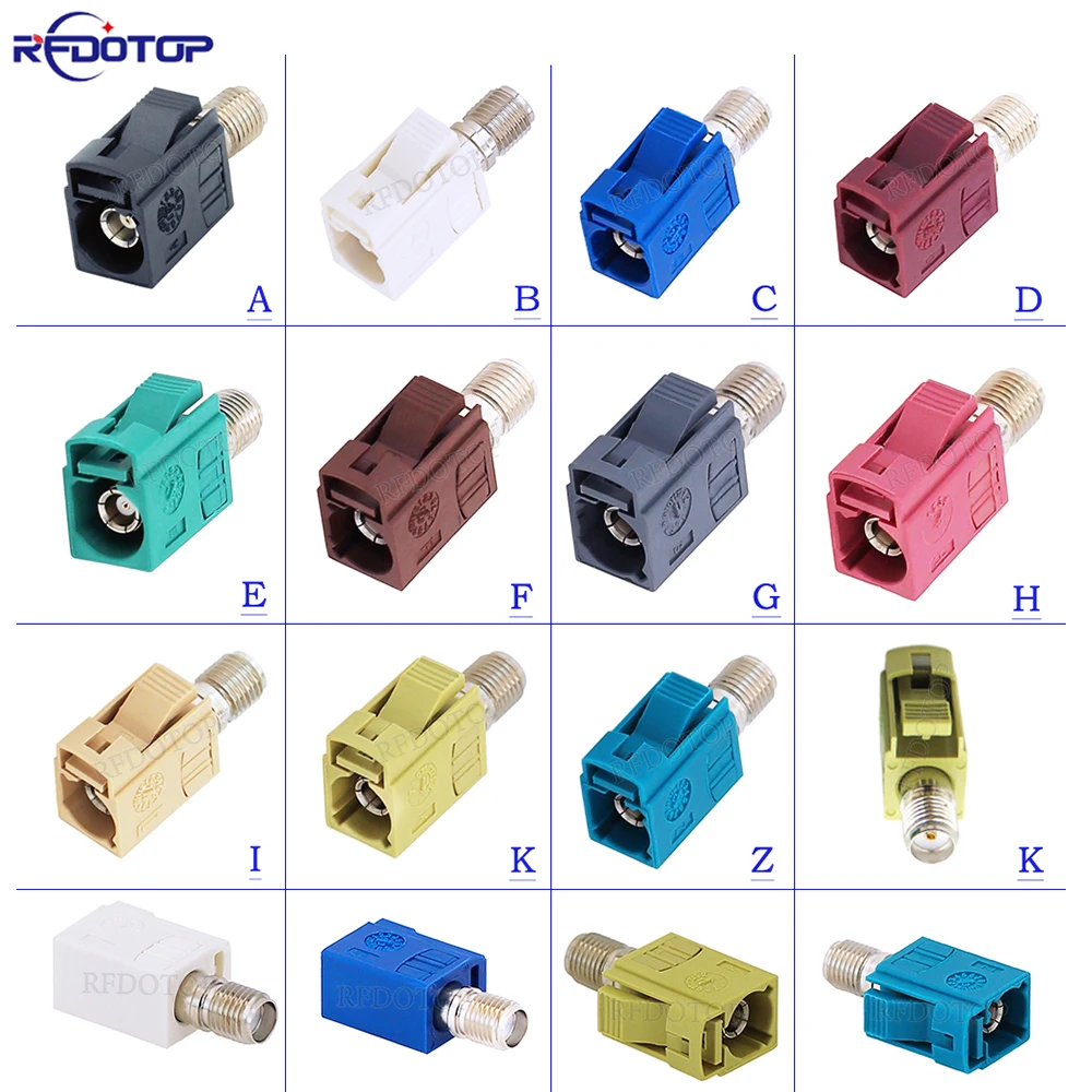 1Pcs Fakra to SMA Straight Adapter 50Ohm SMA Female Jack to Fakra Female Code A/B/C/D/E/F/G/H/I/K/Z Jack RF Coaxial Connector