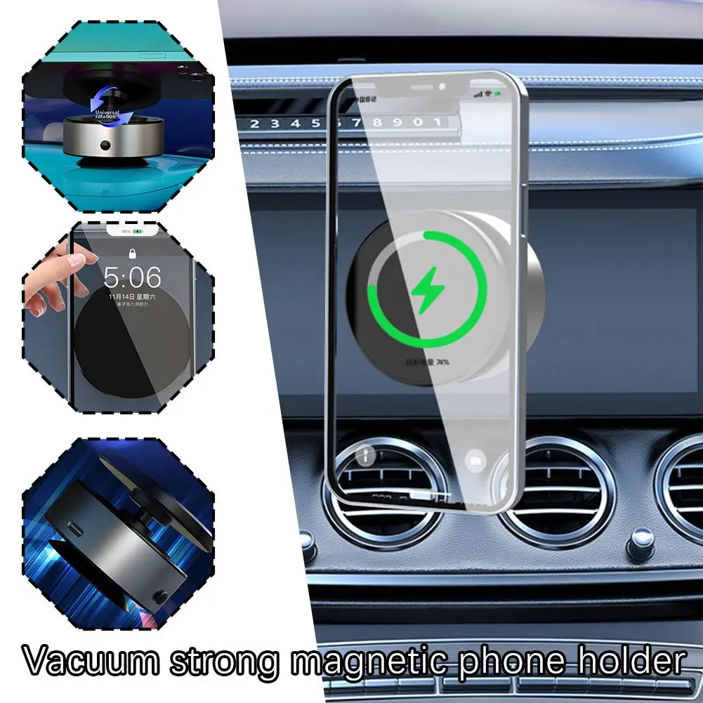 

Electric Vacuum Strong Magnetic Adsorption Phone Holder Degree 1.5kg Load Desktop Bearing Alloy Phone Holder Car Rotation 3 D2Q2