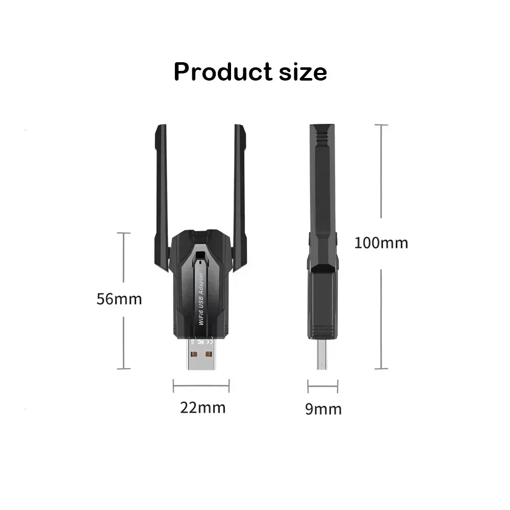 WiFi 6 AX900 Network Card Bluetooth 5.4 USB WiFi Adapter 2.4G&5GHz Wi-Fi Receive USB For PC/Laptop Win10/11 Driver Free