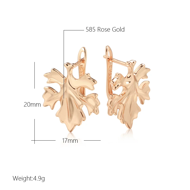 Kinel New Trend Women Leaf Drop Earrings Fashion 585 Rose Gold Color Creative Metal Jewelry Unique Romantic Wedding Earrings