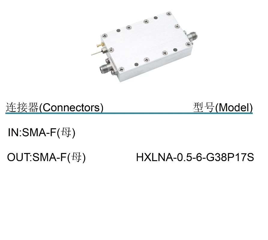 

0.5-6GHz RF Microwave Low Noise Amplifier 38dB Gain 17dBm Compression Point SMA Head