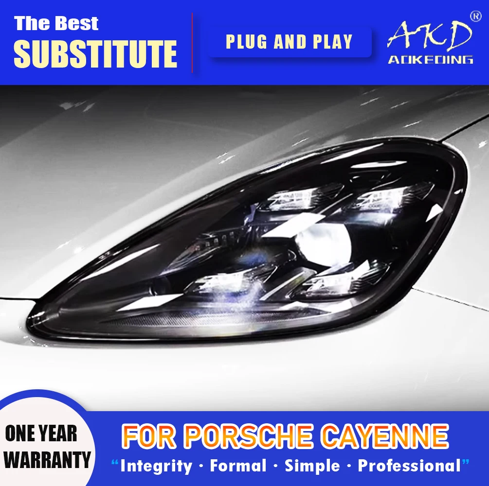 

AKD Head Lamp for Porsche Cayenne LED Headlight 2019-2023 Headlights 9Y0 DRL Turn Signal High Beam Angel Eye Projector Lens