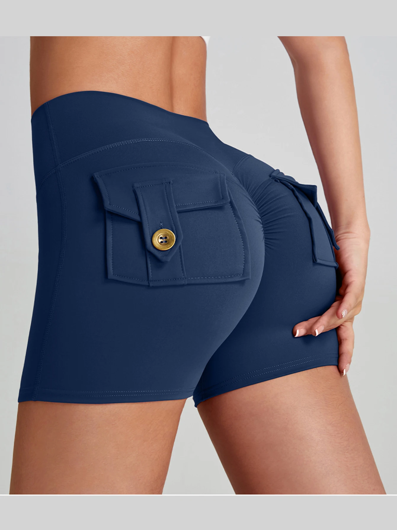 Women's 2026 New Yoga Shorts with Pockets High Waist Stretch Sports Running Workout Fitness Casual Short Pants