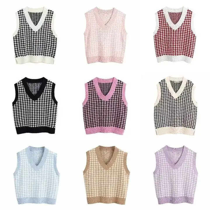 Y2K Vintage Sleeveless Vest Women Fashion Loose Coat Female check pattern Tank Casual Ladies Basic Streetwear Waistcoat Tops