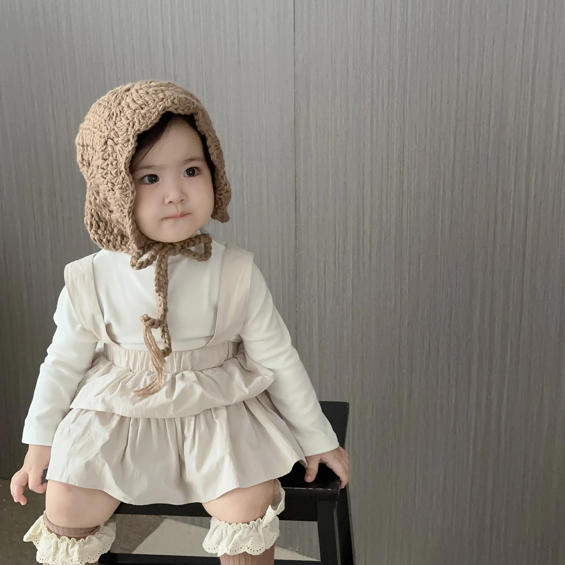 2024 Autumn New Baby Girl Sleeveless Strap Dress Solid Infant Girl Jumpsuit Dress Toddler Princess Clothes Kids Sling Dress