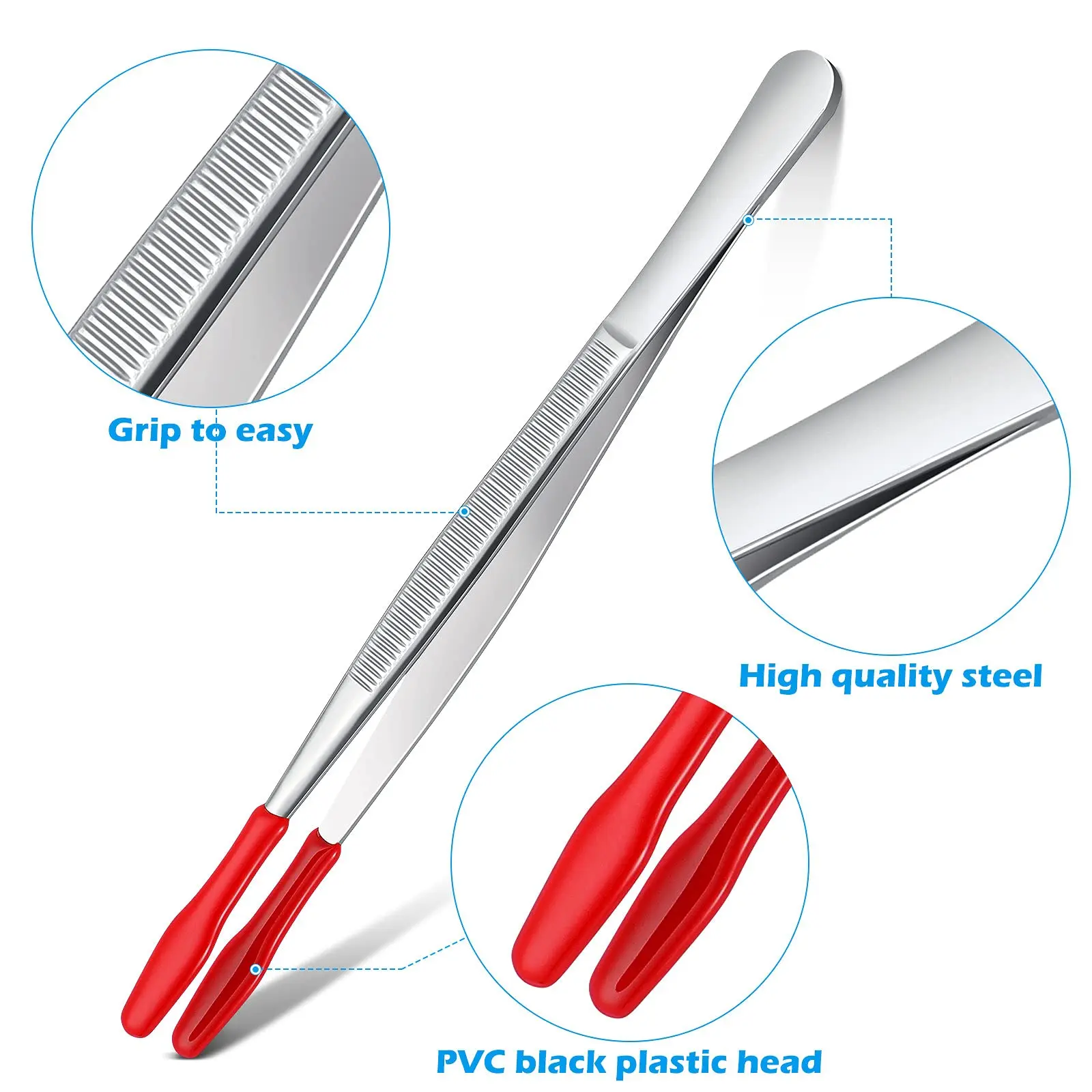 4 Pieces Tweezers Bent Tip Tweezers with Rubber Tips PVC Coated and  Tweezers Rubber Coated Soft Non Marring  Steel Tweezer Tool